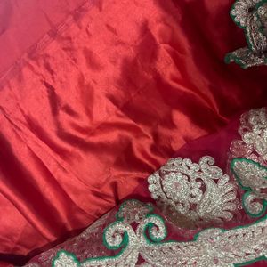 Red Color Stitched Lehenga