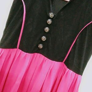 Pink And Black Frock