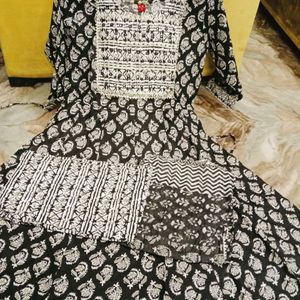 Black And White Anarkali Suit