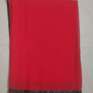 Beautiful Red Saree With Black Border