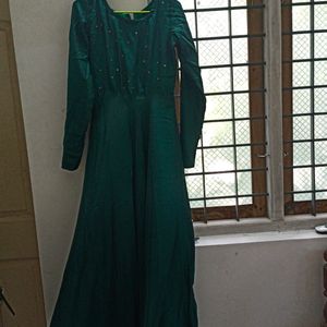 Dark Green Gown For Party Wear