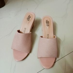 Nude pink box heels