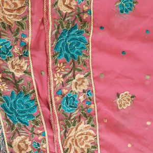 Embroided Dupatta With Lace Work