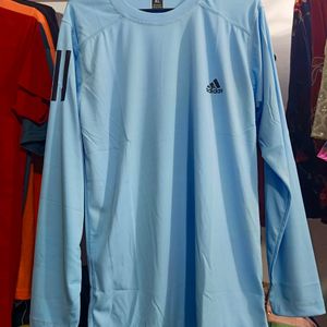 ADDIDAS SKY BLUE FULL SLIVES SPORTS TSHIRT