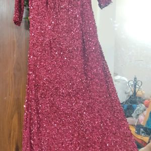 Red Embroidered Gown