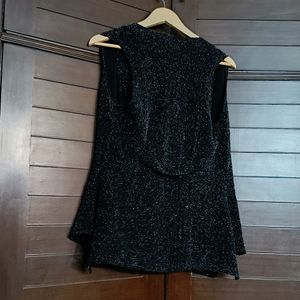 Women Black Shimmer Casual Shrug