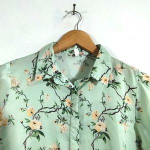 Mint Green Floral Print Shirt (Women's)