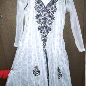 White Ethenic Anarkali Bust Free Size 32 to 34 ,/3