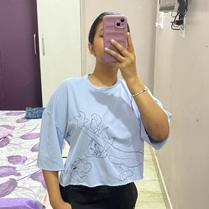 Drop Shoulder Crop T-shirt