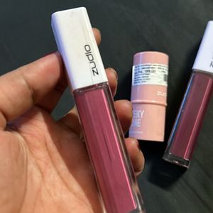 Combo Rose Pink Highlighter With Two Lip Colors