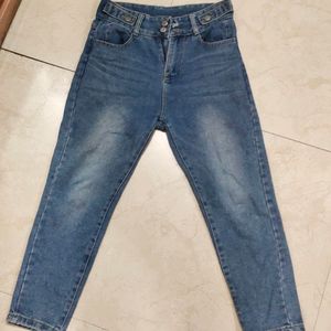 Blue Pure Denim Moms Fit Jeans Woman