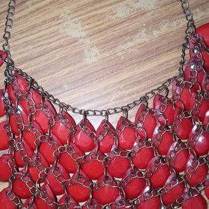 Red Pearl Statement Necklace