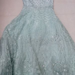 Light Green Embellished Heavy Work Dress