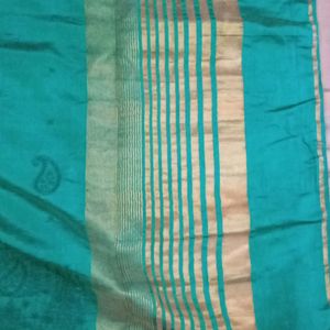 Shaded Green Saree With Stitched Blouse