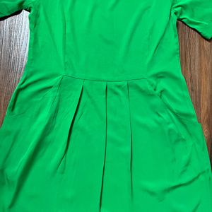 Green Dress With Front Pleats