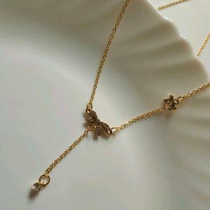 Unique Studded Korean Bow Necklace