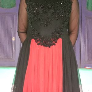 Gown Black and Red Georgette