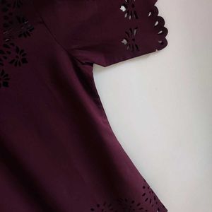 Burgundy/Wine Colour Laser Cut Top