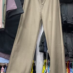 Striped Beige Trouser with belt