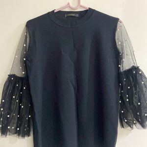 Stretchable Black Partywear Top For Women✨
