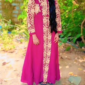 Women Anarkali Dress With Dupatta And Leggings