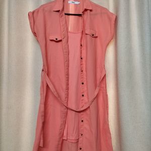 Brand-2Bme, Size-M, Bold Beautiful Peach Summer Dress