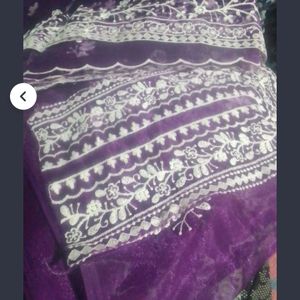 Purple Color Organza Suit With Dupatta