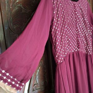 Anarkali Gown In Marron Marroncolor