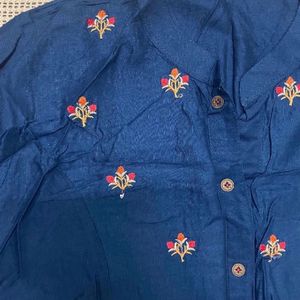 Navy Blue Embroidered Tunic