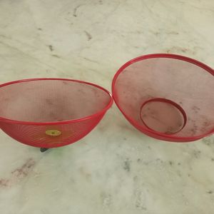 Red Stainless Steel Fruit Basket