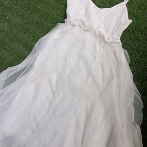 WHITE PARTY WEAR RUFFLE DRESS