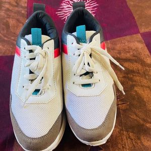 White Heel Sneakers Colour Blocked