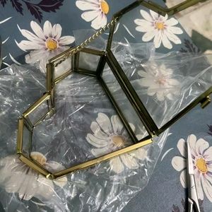 Vintage Glass Jewellery Box Heart Shape