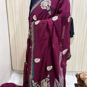 Pure Georgette Gota Patti Saree