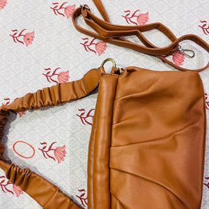 Tan Trendy Leather Bag