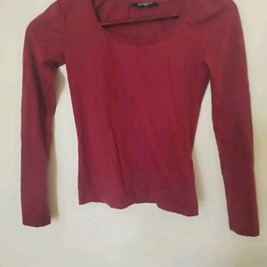 Maroon Fitted Full Sleeve Top New Condition