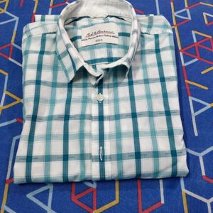 Green & White Check Pattern Shirt Full Sleeves