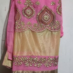 Pink and Golden Two Colour Saree For Festive wear