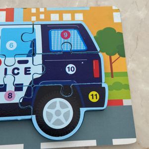 11 PCs wooden puzzle - Police Car