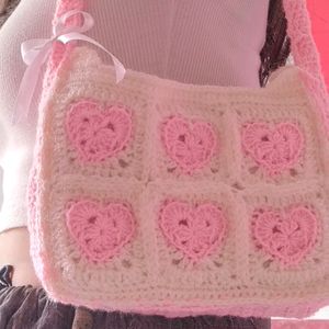 Cute Crochet Heart Shoulder Bag