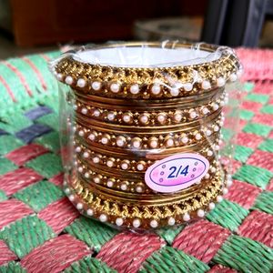 ♥️Offer♥️2 Sets Metal Pearl Bangles