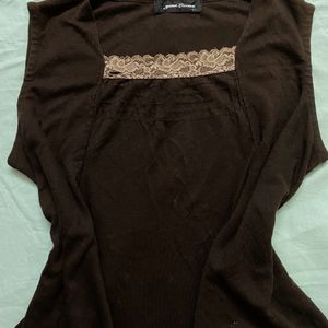 Chocolate Brown Lacy Top