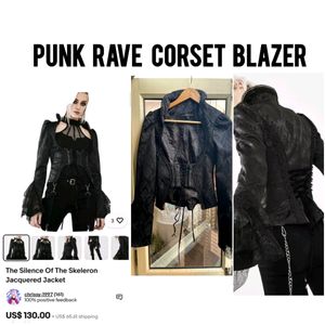 Punk Rave Gothic Black Corset Y2K Blazer