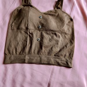 Brown Padded Crop Top