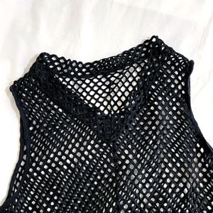 Imported Black Mesh Fishnet (Cover-up)Top