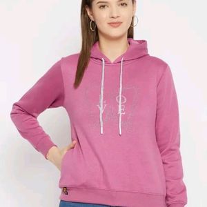 Women Pink Hooded Sweatshirt