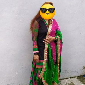 Kurti Set Patiyala Salwar Suit Bandhani Dupatt