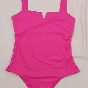 Shein Pink V-Cut Front Bodysuit