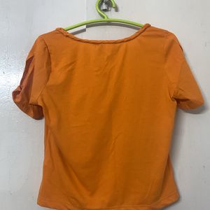 Orange Cold Shoulder Top From Myntra