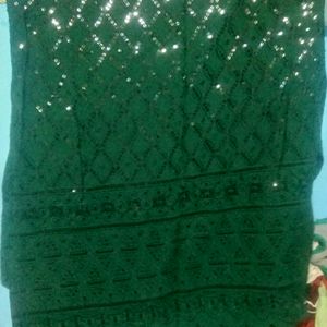 Green Reyon Chiken Kri Work Kurti